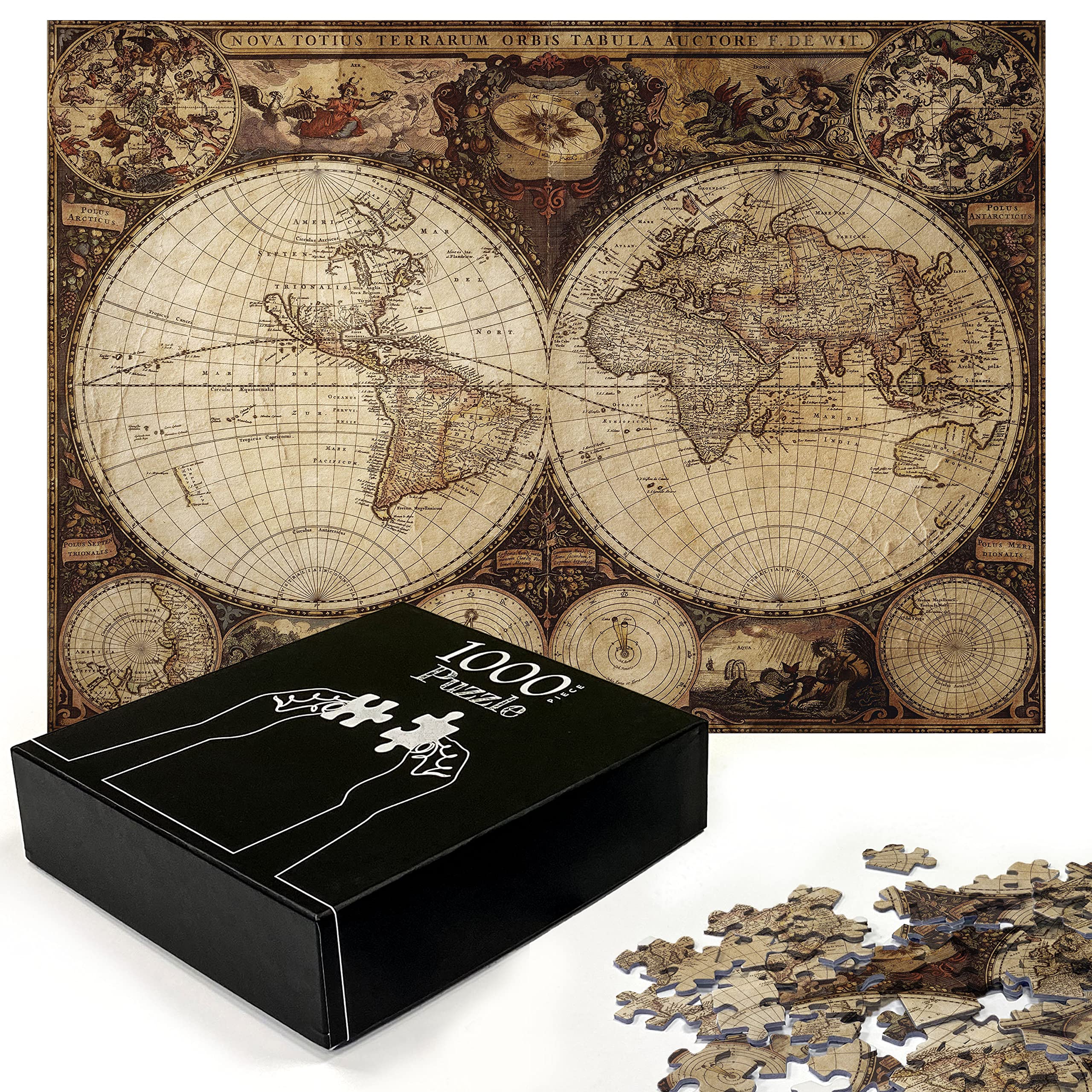 Amazon | Ambesonne 世界地図ジグソーパズル 大人用 1720年代に描かれ